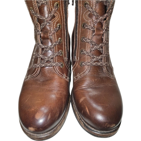 Taos Cutie Lace-up Ankle Boots 37 6-6.5 Choclate Brown Leather Wool Comfort - Picture 5 of 12